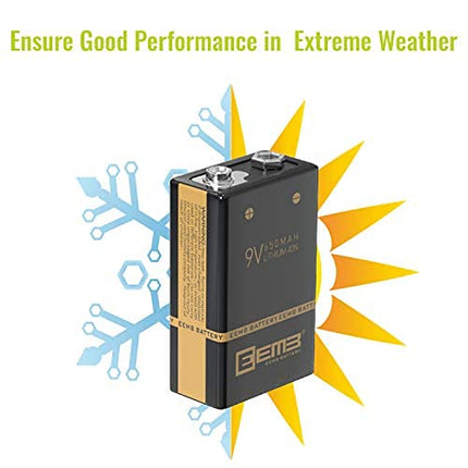 EEMB Rechargeable 9V Block Batteries 650mAh with USB Charging Cable 4-Pack Lithium Li-Polymer Smoke Detector Battery for Keyboard Microphone Smoke Alarm/Detector Guitar Cameras Toys (4)