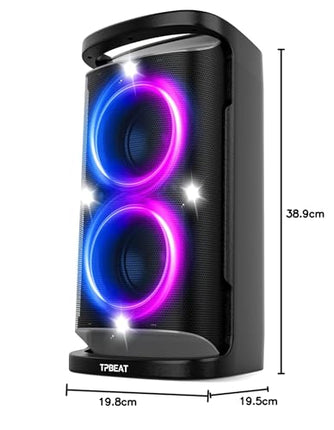 TPBEAT Bluetooth Speaker Large, Party Box, 160W Powerful, Loud Sound, Deep Bass, Large Bluetooth Music Box with LED Light Show, Fast Charging, 15h Battery, TF, AUX, EQ, for Party, Backyard1