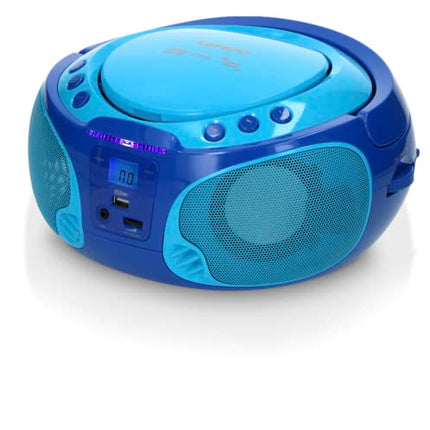Lenco SCD-650 - kaasaskantav CD-raadio - laste boombox - USB ja mikrofon - 6-vatine boombox - USB taasesitus - AUX - FM-raadio - sinine
