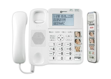 Geemarc Amplidect 295 Combi Photo - lauatelefon võimendi ja lisatoruga, millel on suured, kohandatavad fotoklahvid eakatele - kerge kuni mõõdukas kuulmislangus - saksa versioon