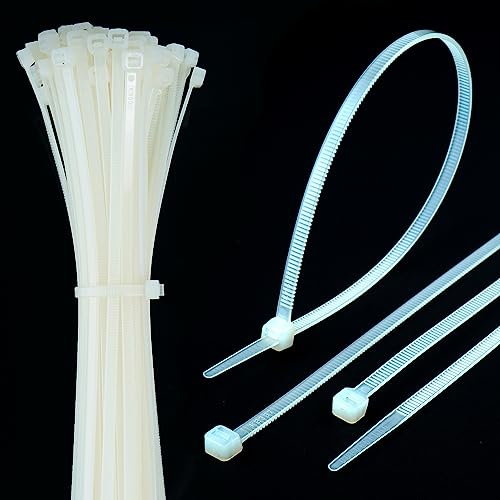 Cable Ties – 100 Pack Natural Cable Ties for Secure Cable Management – ​​Heavy Duty Cable Ties up to 54.4 kg Tensile Strength – 300 x 3.6 mm Nylon Ties with Automatic Locking Mechanism –