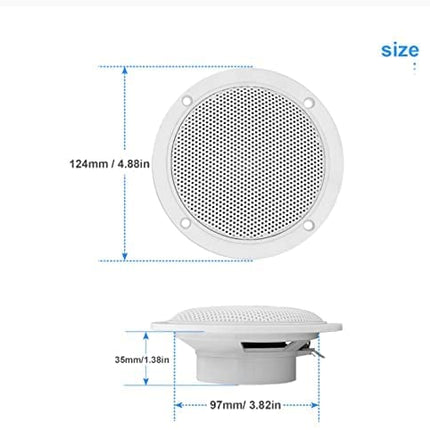 Herdio 4-inch Round Ceiling Speakers, Pair of 160 Watts Waterproof Marine Boat In-Ceiling Speakers, for Bathroom Spa Room Motorcycle UTV ATV RV Car Golf Cart (14.3 x 13.9 x 11.8 cm)