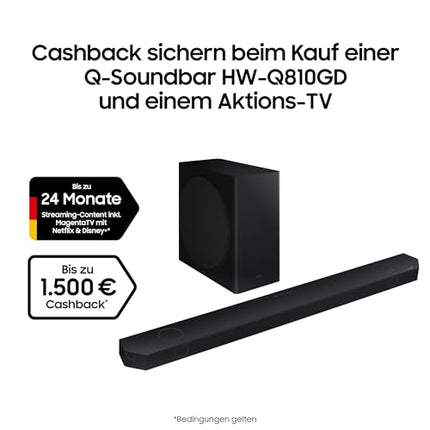 Samsung HW-Q810GD 5.1.2-kanaliga Q-Soundbar teleritele, Bluetooth-kõlar juhtmevaba Dolby Atmos / DTS:X helisüsteemiga, Q-Symphony, SpaceFit Sound Pro [2024]