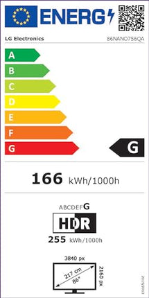 LG 86NANO756QA televiisor 218 cm (86-tolline) NanoCell-teler (aktiivne HDR, 120 Hz, nutiteler) [mudeliaasta 2022]