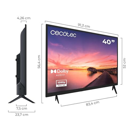 Cecotec TV - 40-tolline LED-teler, Full HD eraldusvõimega - 0. seeria 0040. Dolby süsteem, DVB-T/T2/C/S/S2 tuuner, 16 W kõlarid, 3 HDMI ja 2 USB-porti, välkmälu