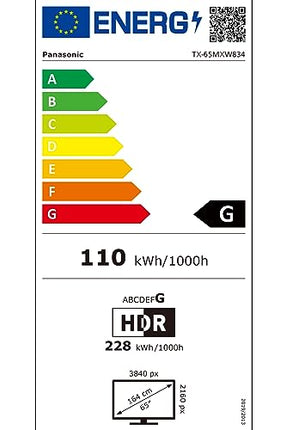 Panasonic TX-65MXW834, 65-tolline 4K Ultra HD LED-nutiteler 2023, lai dünaamiline ulatus (HDR), Dolby Atmos ja Dolby Vision, Fire TV, Prime Video, Alexa, Netflix, must
