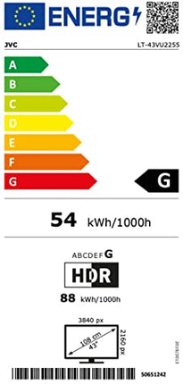 JVC LT-43VU2255 43-tolline nutiteler (4K Ultra HD, HDR Dolby Vision, kolmekordne tuuner) – sisaldab 6 kuud HD+, must