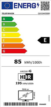 Telefunken Android TV 65-tolline QLED-teler (4K UHD nutiteler, HDR Dolby Vision, kolmekordne tuuner, Dolby Atmos) QU65AN900M