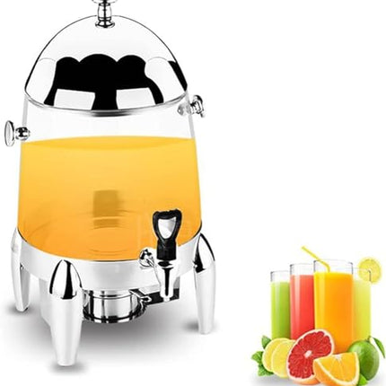 Commercial coffee urn, stainless steel hot beverage dispenser with lid, tap, and fuel holder for hotels, buffets, and catering events/made entirely of steel (color: all-steel)
