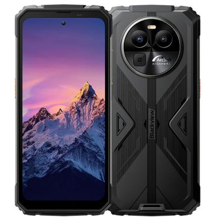 Blackview BV8100 lepinguta õues kasutatav nutitelefon, kahe LED-taskulampiga, 24 GB + 256 GB, 6,5'' 120 Hz 2,4K FHD+, 50 MP kaamera, 8800 mAh aku, IP68 Android 14 veekindel ja vastupidav telefon, GPS NFC must