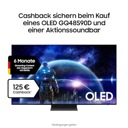 Samsung OLED 4K S90D 48-inch (120 cm), UHD TV, TV with NQ AI Gen2 processor, OLED HDR+, 4K AI picture enhancement, Gaming Hub up to 144Hz, Dolby Atmos sound, OTS Lite, Knox security, Smart AI TV