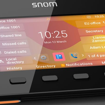 Snom D865 IP-telefon, SIP-lauatelefon, 5-tolline IPS-värviline ekraan 1280 x 720 pikslit, 12 SIP-identiteeti, 10 programmeeritavat funktsiooniklahvi, WiFi NFC, Bluetooth, 3-aastane tootjagarantii, must, 00004536