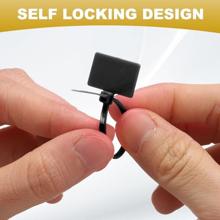 sourcing map Cable Label Markers, Nylon Cable Ties, 21.6 cm Writable Self-Locking Wire Labels, Cable Ties for Organization Marking, Black, 100 Pieces