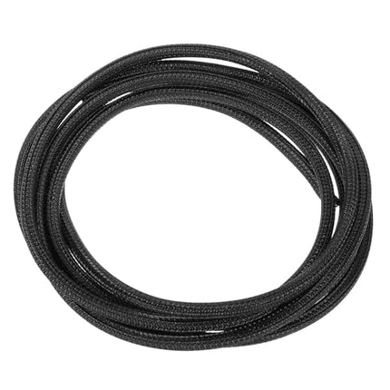 sourcing map Wire Loom Split Sleeve 0.9cm 2.5m Black Self-Winding Braided Sleeve UL94-V2 Fire Resistant PET Sheath for Automotive Home Cable Management
