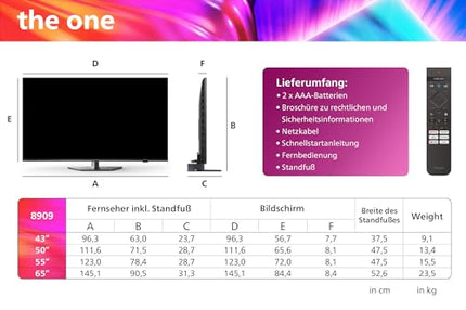 Philips Ambilight 43PUS8909 4K LED Smart TV - 43-inch display with pixel-precise Ultra HD Titan OS platform and Dolby Atmos sound. Works with Alexa and Google Assistant - Anthracite Gray
