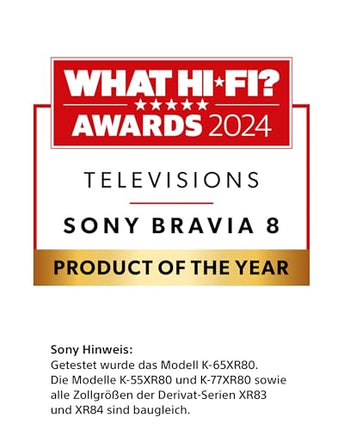 Sony BRAVIA 8 OLED 77-tolline 4K HDR Google'i nutiteler (2024) | Mängufunktsioonid IMAX Enhanced, Dolby Vision Atmos, Chromecast, Apple AirPlay, 120Hz 77XR80 jaoks