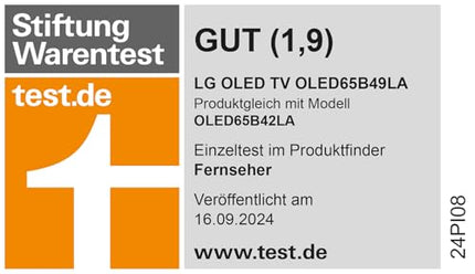 LG OLED65B49LA televiisor 65" (165 cm) OLED-teler (α8 4K tehisintellektiga protsessor, webOS 24, Dolby Vision, kuni 120 Hz) [mudeliaasta 2024]