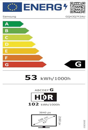 Samsung QLED Q7F2 4K 43-tolline (108 cm) UHD-teler, Q4 tehisintellektiga protsessor, kvantpunkttehnoloogia tõeliste värvide jaoks, 4K ülesskaleerimine, Knox Security, mängukeskus, tasuta sisu, Samsung Vision tehisintellektiga nutiteler (2025)