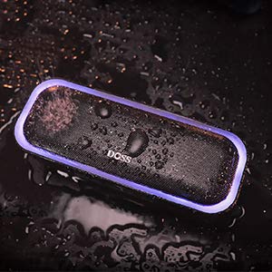 DOSS Bluetooth-kõlar, SoundBox Pro muusikakast Bluetooth, 20W, mitmevärvilised tuled, IPX5 veekindel, 20H aku, traadita stereo sidumine, Bluetooth-kast telefonile, õues, rannas - sinine