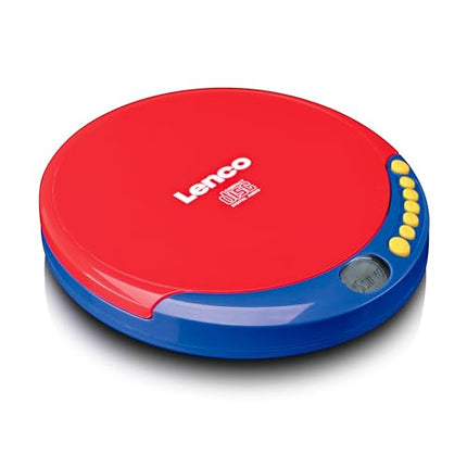Lenco CD-021 CD-mängija lastele - kaasaskantav CD-mängija - Discman - kõrvaklapid helitugevuse piirajaga - mängib CD-R/RW plaate - sisseehitatud aku - laadimiskaabliga - punane/sinine