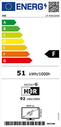 JVC LT-43VU2256 43-tolline televiisor/nutiteler (4K Ultra HD, HDR Dolby Vision, kolmekordne tuuner, Dolby Atmos) – sisaldab 6 kuud HD+ [2023]