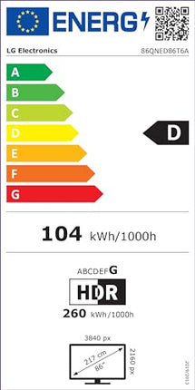 LG 86QNED86T6A TV 86" (218 cm) QNED TV (α8 4K AI processor, webOS 24, HDR10, up to 120Hz) [Model year 2024]
