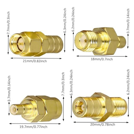 4 pieces car antenna adapter SMB female to SMA male with pin, DAB radio antenna adapter, RF adapter connector for car satellite radio antenna antenna cable pigtail