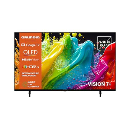 Grundig 65 VOE 84 Q 65-tolline (164 cm) QLED-teler, VPI 1800, Google TV, 4K UHD, Dolby Vision, HDR10+, filmipildi täiustamine, sisseehitatud Chromecast, Bluetooth, nutiteler, must