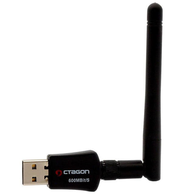 Octagon WL618 Optima WLAN 600 Mbps +2dBi antenni USB 2.0 adapter 2.4 ja 5G kahesagedusliku levialaga, VU+, Gigablue, Protek ja teiste satelliitvastuvõtjatega Linux E2 operatsioonisüsteemi ja arvutiga, must