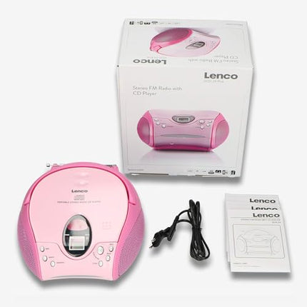 Lenco SCD-24 stereo FM-raadio CD-mängija ja teleskoopantenniga, roosa