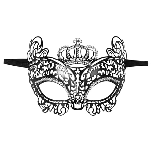 OIDEA naiste Veneetsia metallmask: laserlõigatud pitsist teemantkrooniga elegantne maskeraadi gooti ball-ehted ooperiballile halloweeni karnevalile