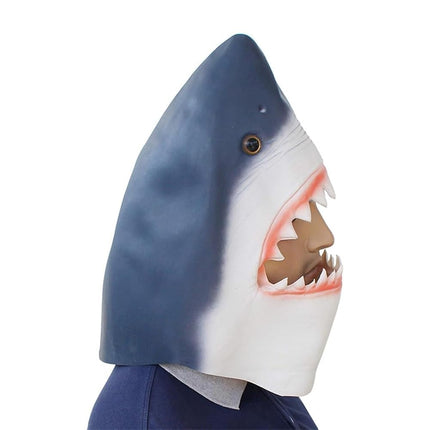 Tiardey Shark Mask, Latex Realistic Sea Animal Full Head Mask for Halloween Costume Party, Carnival, Cosplay, Blue