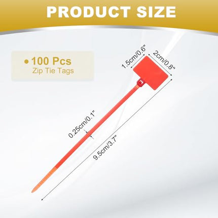sourcing map Cable Label Markers, Nylon Cable Ties, 10.9 cm Writable Self-Locking Wire Labels, Cable Ties for Organization Marking, Red, 100 Pieces