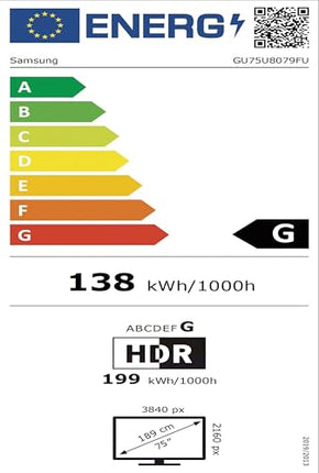 Samsung Crystal UHD U8079F 4K 75-tolline (189 cm) LED-teler, Crystal Processor 4K, MetalStream disain, SmartThings, tehisintellekti ülesskaleerimine, mängukeskus, Knox Security, tasuta sisu, nutiteler (2025)