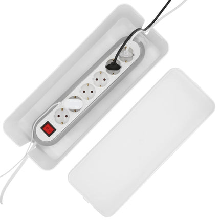 Hama "Maxi" cable box with lid and rubber feet (organizer to prevent cable clutter, storage box for hiding power strips, adapters and cables, protection from children and animals), white, 40 x 15.5 x 13.8 cm