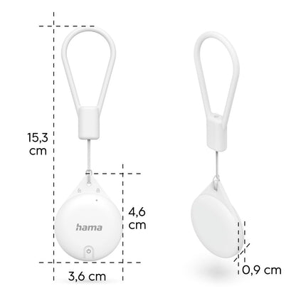 Hama võtmeotsija Apple Find My rakendusele, 4 tk. (võtmeotsija Bluetoothiga, alarm, mobiiltelefoni võtmeotsija võtmete, rahakoti, pagasi, lemmikloomade, iOS-i, iPhone'i, iPodi, iPadi, vahetatava nööppatarei jaoks) valge