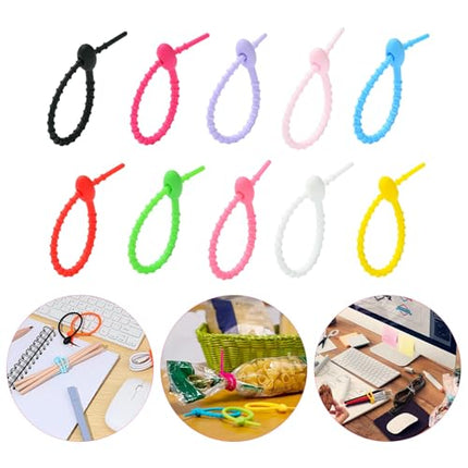 DanLingJewelry 500 Pieces 5 Inch Colorful Silicone Spiral Ties Oval Shape Reusable Silicone Rubber Cable Ties Cord Organizer Straps for Wire Organization Home Office