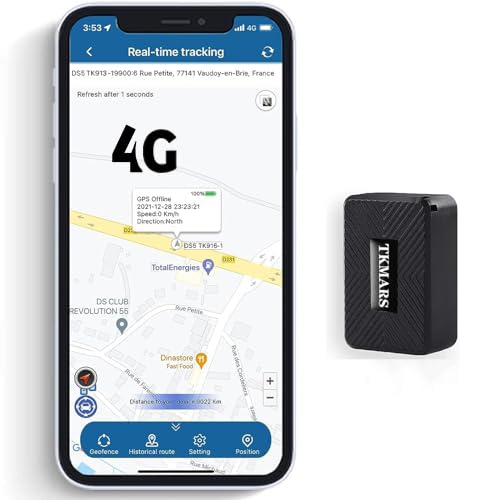 TKMARS 4G mini GPS-jälgija GPS-jälgija autole, 25-päevane ooteaeg, tugev magnet, veekindel, reaalajas positsioneerimine, 5-sekundiline värskendus, tasuta rakendusega