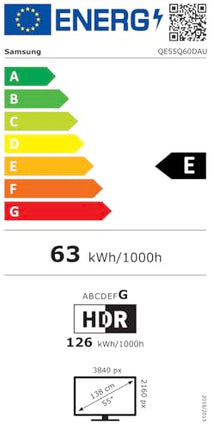 Samsung QLED 4K Q60D 55-tolline teler Quantum Processor Lite'iga, 100% värvimaht, suurendus, Tizen OS, nutiteler, 55Q60D [2024]