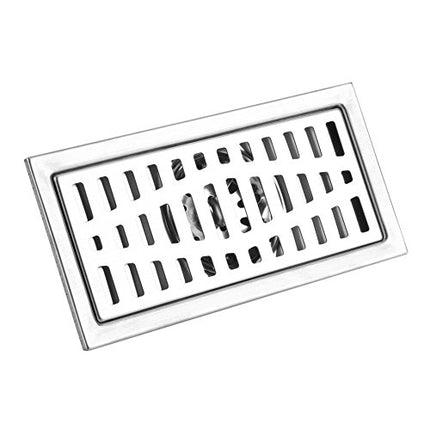 Linear Shower Floor Drain with Removable Filter, 7.9 inch Long Rectangular Stainless Steel Shower Floor Drain Floor Waste Grate for Kitchen Bathroom Toilet