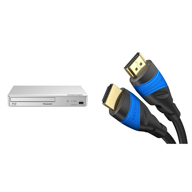 Panasonic DMP-BDT168EG kompaktne 3D Blu-ray mängija (Full HD ülesskaleerimine) hõbedane ja KabelDirekt – 1,5 m – 4K HDMI-kaabel (4K@120Hz ja 4K@60Hz suurepärase Ultra HD elamuse saamiseks, must)