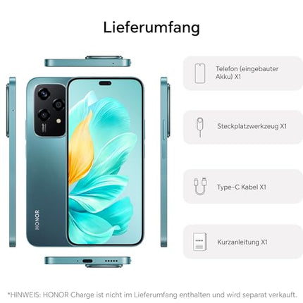 HONOR 200 Lite nutitelefon 5G, kahe SIM-kaardiga NFC Android-mobiiltelefonid ilma lepinguta (256G/8GB RAM, 6,7-tolline AMOLED Eye-Care ekraan, 4500 mAh, 108MP+50MP, Magic Capsule) Cyan Lake