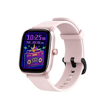 Amazfit GTS 4 Mini Smartwatch with Blood Oxygen and Heart Rate Monitoring, Over 120 Sports Modes, 5 Satellite Tracking Systems, Alexa, 5 ATM, Outdoor and Indoor Fitness Watch for Unisex, Flamingo Pink, One Size
