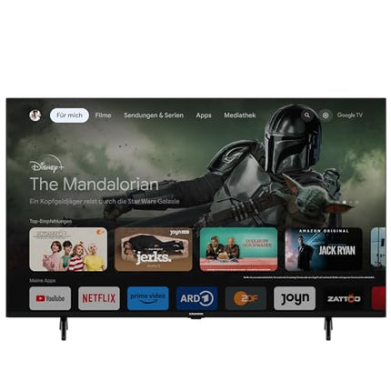 Grundig 50 VOE 84 Q 50-tolline (126 cm) QLED-teler, VPI 1800, Google TV, 4K UHD, Dolby Vision, HDR10+, filmipildi täiustamine, sisseehitatud Chromecast, Bluetooth, nutiteler, must
