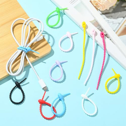 DanLingJewelry 500 Pieces 5 Inch Colorful Silicone Spiral Ties Oval Shape Reusable Silicone Rubber Cable Ties Cord Organizer Straps for Wire Organization Home Office