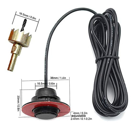 Car Premium Combi Parking Sensors 12V 16.5mm Parking Sensors Front Rear with Plug-in System Built-in Backup Radar Sensor Reversing Alarm Kit with Audio Buzzer Additional Kit (White)