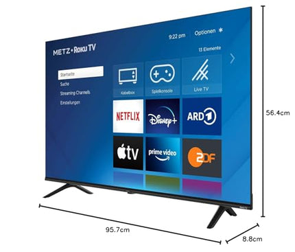 METZ Blue Roku TV, 4K UHD nutiteler, 43 tolli, 109 cm, kolmekordse tuuneriga teler, WiFi, LAN, HDMI, USB, HDTV, 43MUD6011Z
