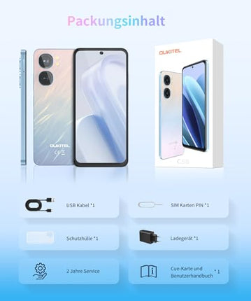 OUKITEL C58 (16GB+128GB) nutitelefon ilma lepinguta - 6,67-tolline 90Hz Android 14 mobiiltelefon soodne, 5150mAh aku, 13MP+5MP kaamera, näotuvastus ja sõrmejäljelugeja, NFC, GPS, kahe SIM-kaardi pesa 4G soodne nutitelefon, sinine