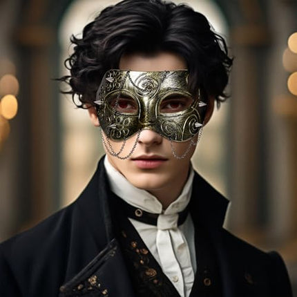 OIDEA maskeraadimask meestele ja naistele: antiikkuldne gooti steampunk kummitus ooperifantoomi mask halloweeni kostüümipeo promo karnevali Veneetsia mask