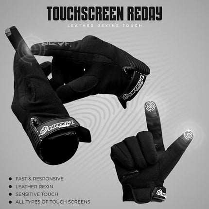 HAZIR Motorcycle Gloves for Men, Touchscreen Gloves on the Fingers, Motorcycle Gloves for Road Biking, Motocross, Climbing and More Outdoor Sports, Size XS
